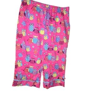 Nick & Nora pink dark owl wide leg pajama lounge capris size XXL Pjs